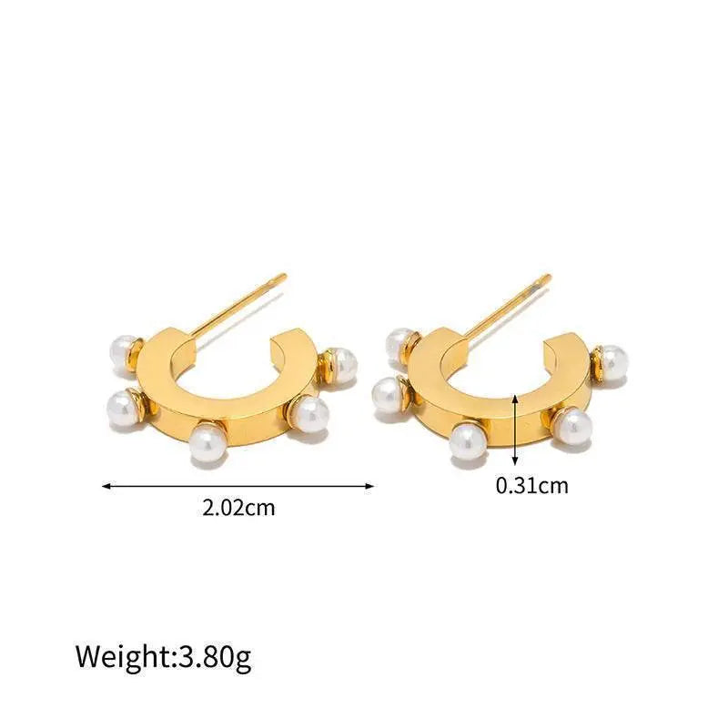 C Block Inlaid Earrings - Salt Lily