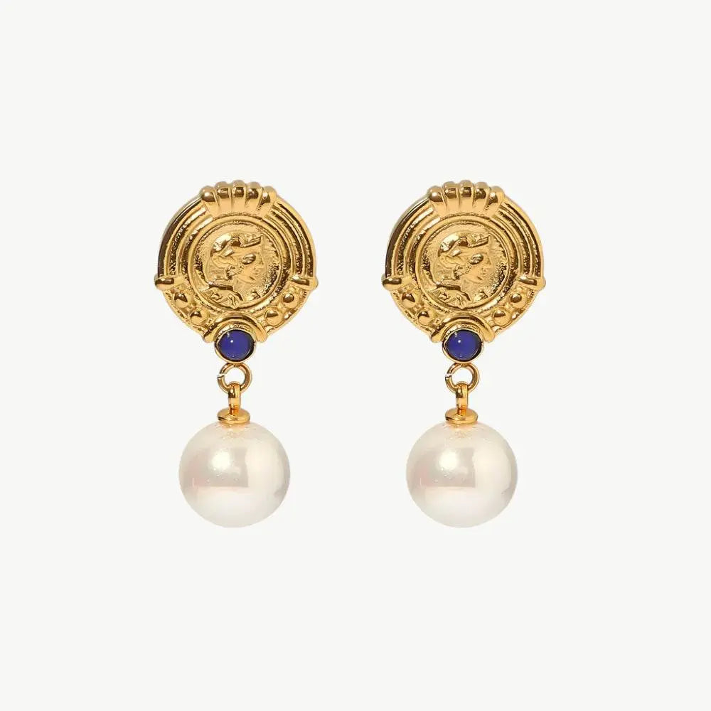 Retro Pearl & Gemstone Studs - Salt Lily