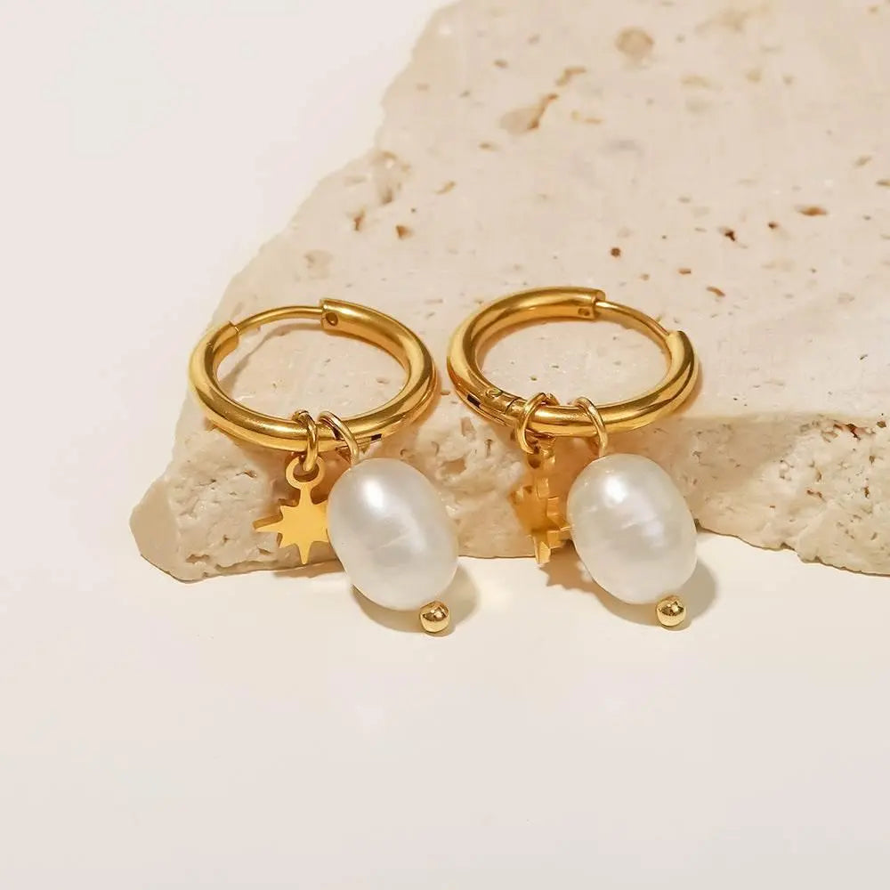 Pearl Star Pendant Earrings - Salt Lily