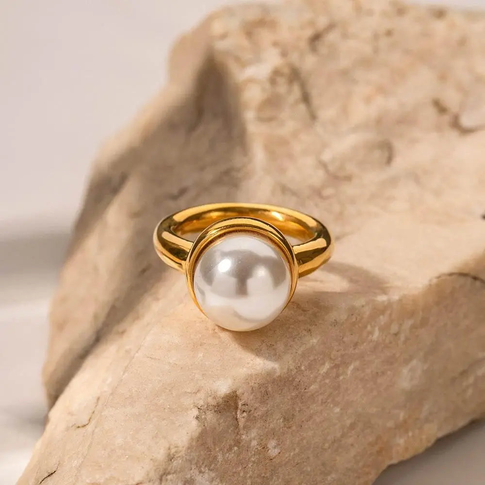 Gold Pearl Drop Ring - Salt Lily