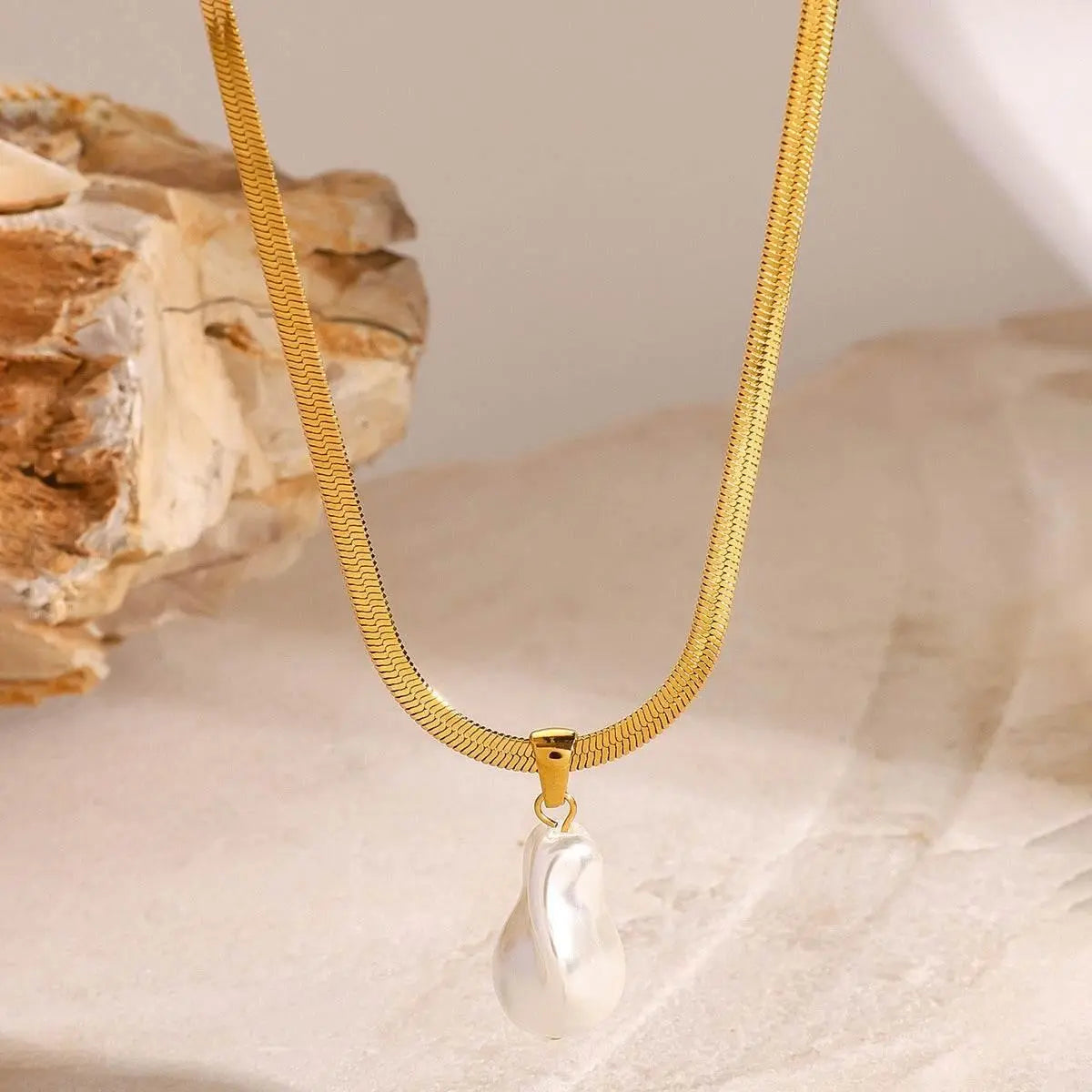 The Pearl & Snakebone Chain Necklace - Salt Lily