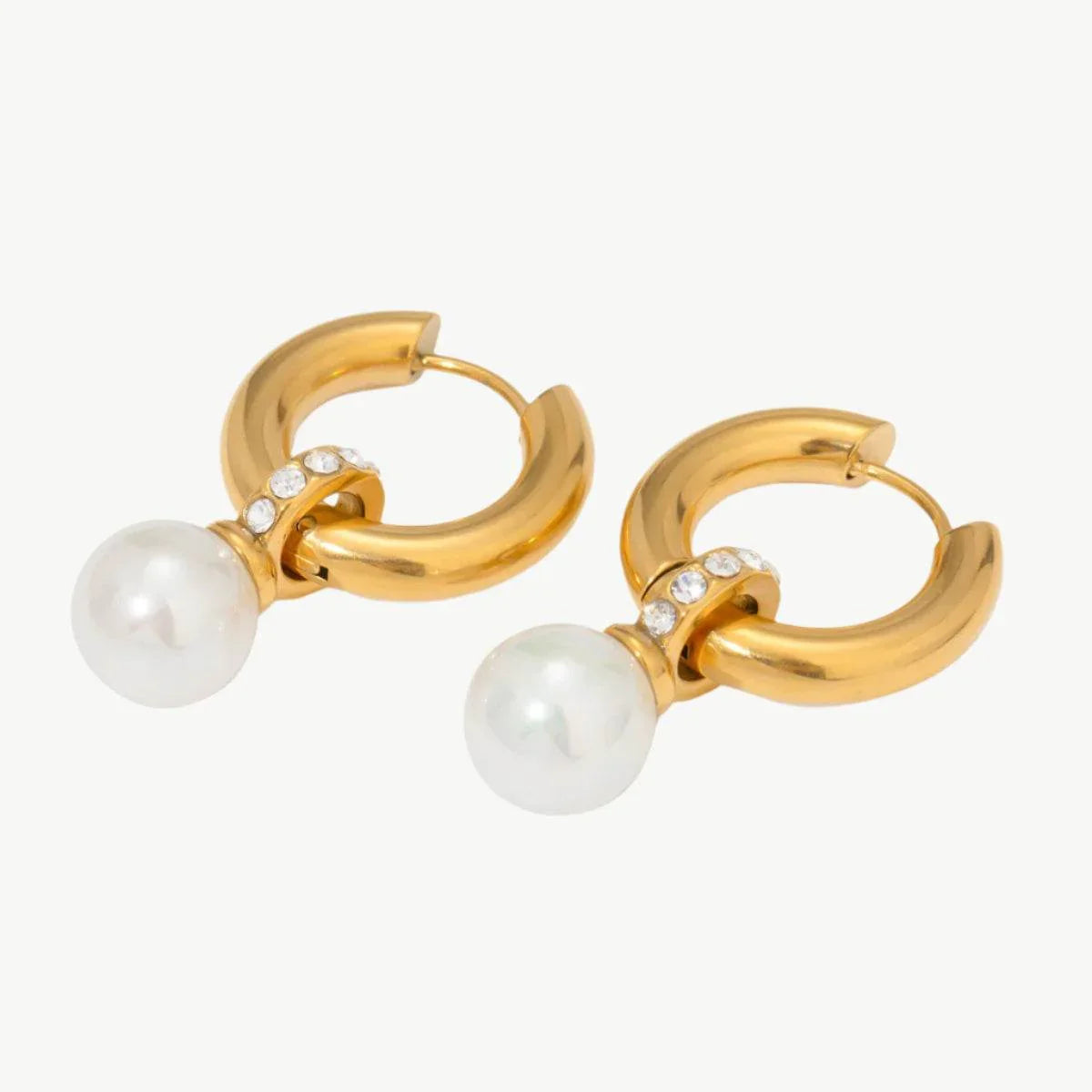 Pearl & Diamond Hoop Earrings - Salt Lily