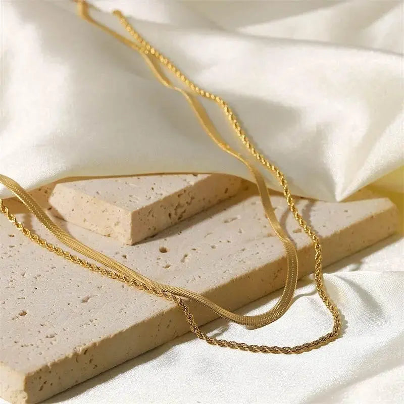 Two Layer Gold Necklace - Salt Lily