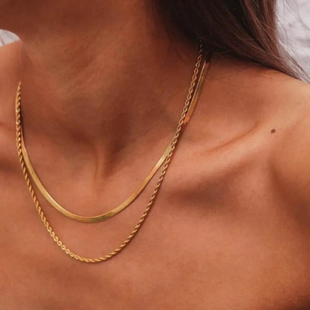Two Layer Gold Necklace - Salt Lily