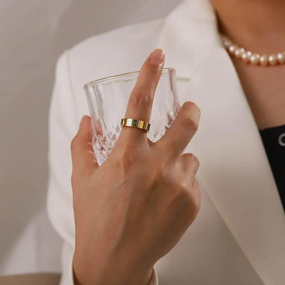 The Green Baguette Ring - Salt Lily