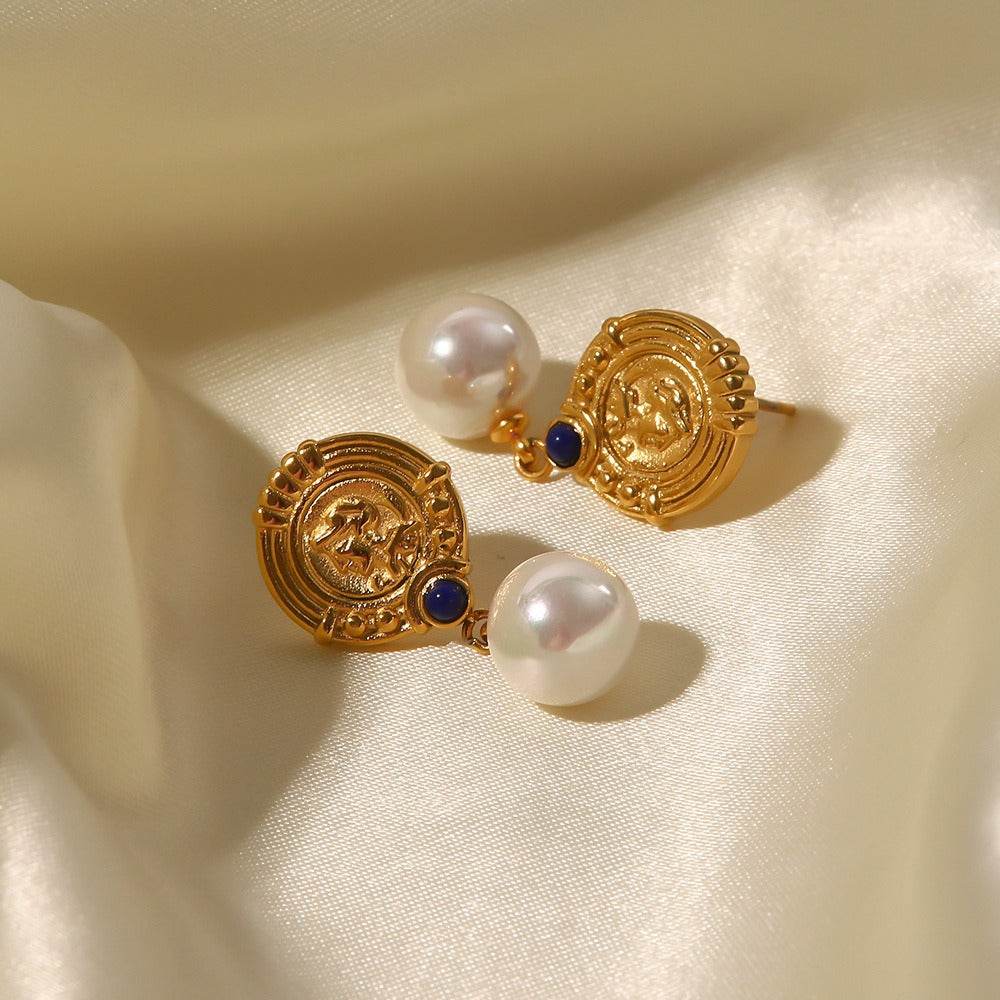 Retro Pearl & Gemstone Studs - Salt Lily