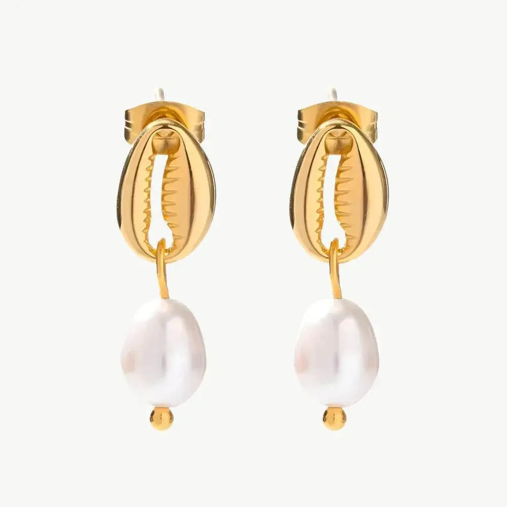 Gold Shell Earrings - Salt Lily