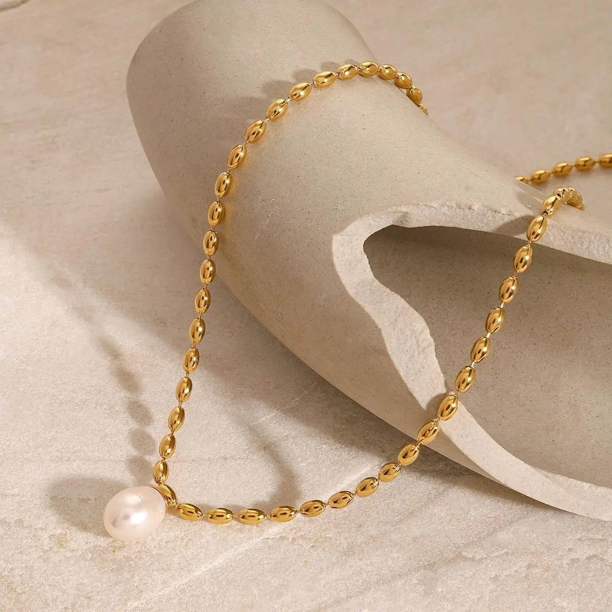 Minimalist Pearl & Gold Necklace - Salt Lily