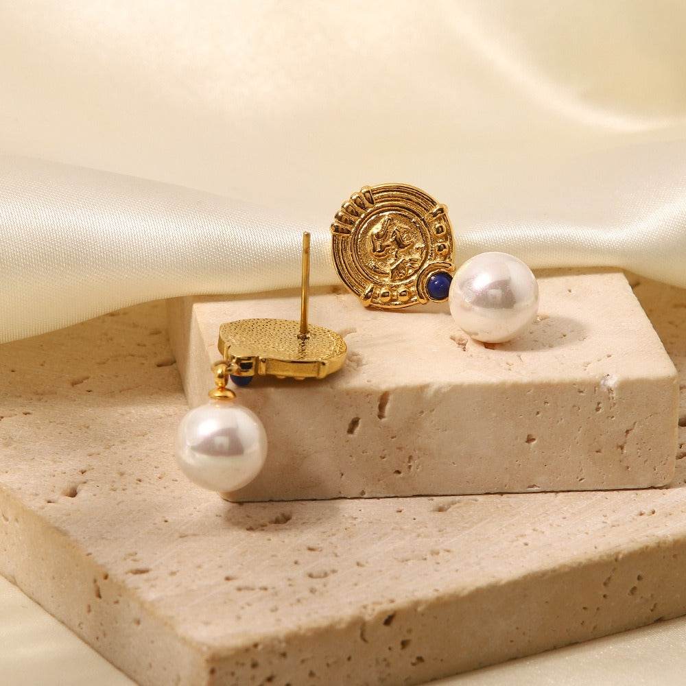 Retro Pearl & Gemstone Studs - Salt Lily