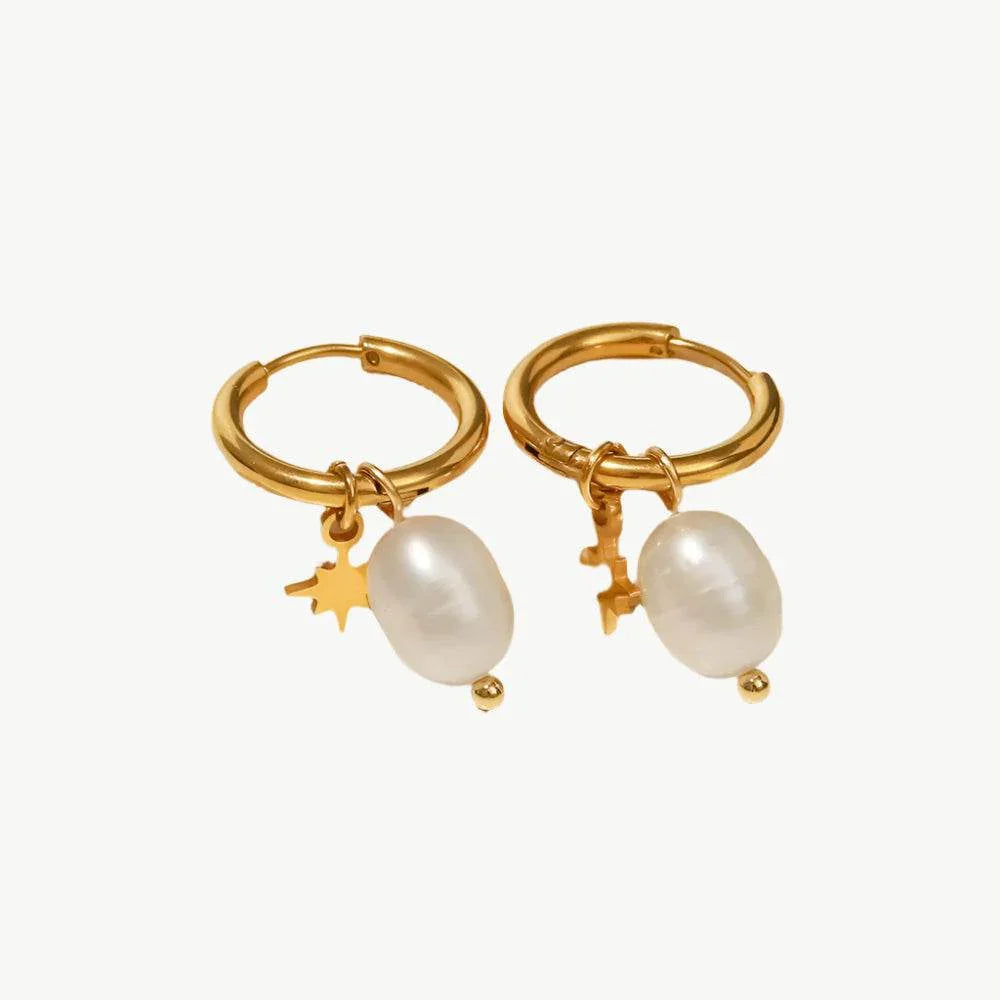 Pearl Star Pendant Earrings - Salt Lily