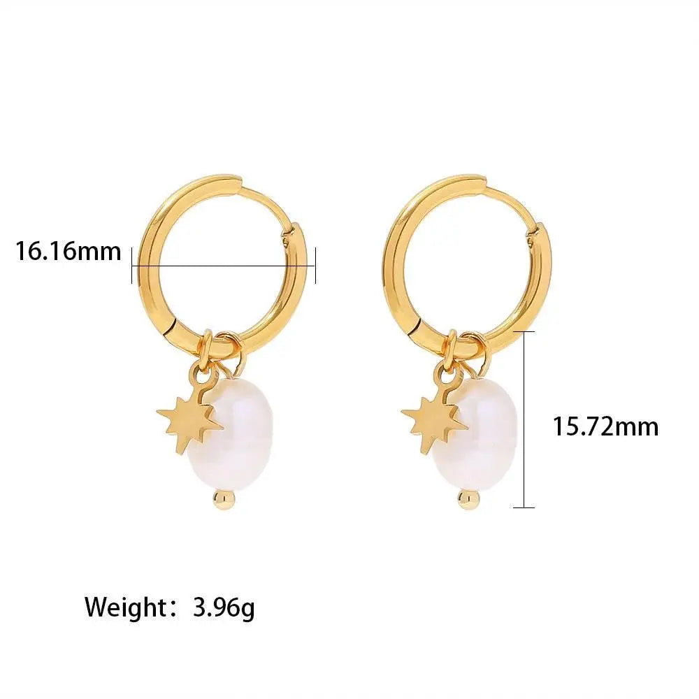 Pearl Star Pendant Earrings - Salt Lily