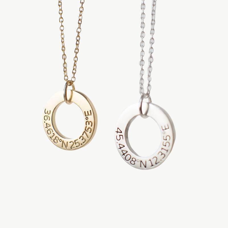 Hollow Ring Name Necklace – Custom Silver or Copper - Salt Lily
