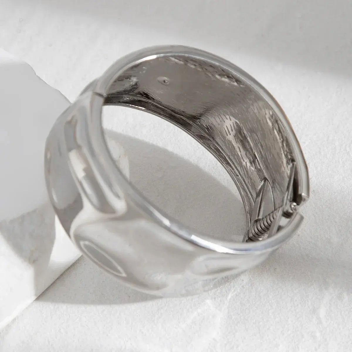 Hammered Wide Cuff Bracelet - Salt Lily