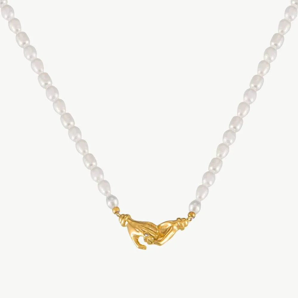 Holding Hands Pearl Necklace - Salt Lily