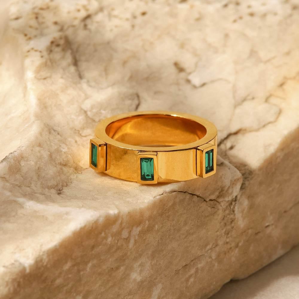 The Green Baguette Ring - Salt Lily