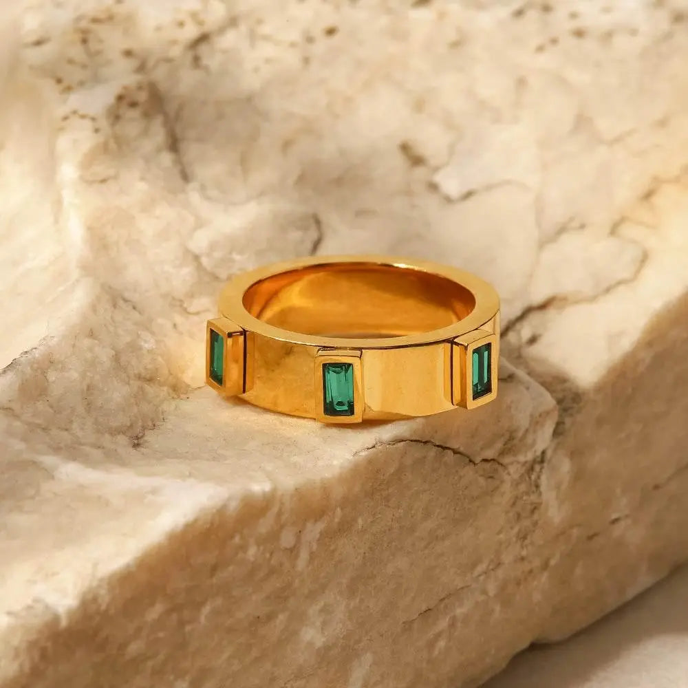 The Green Baguette Ring - Salt Lily