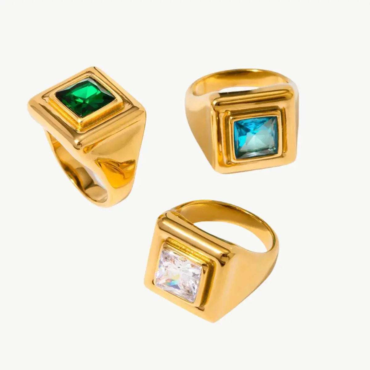 Nova Ring – Square Gemstone in Gold - Salt Lily