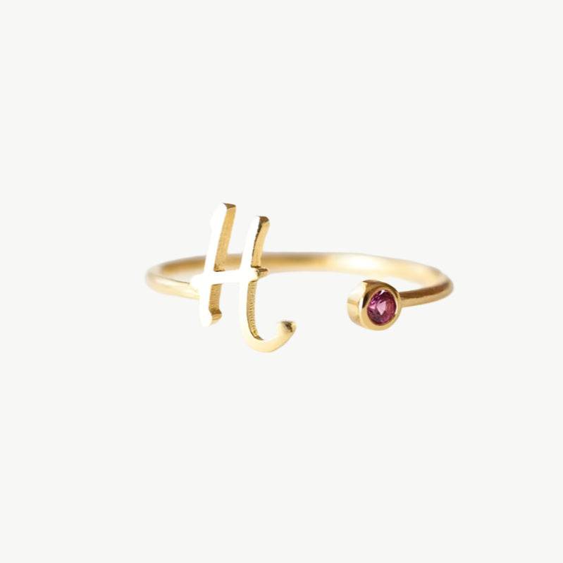 Birthstone & Initial Ring - Salt Lily