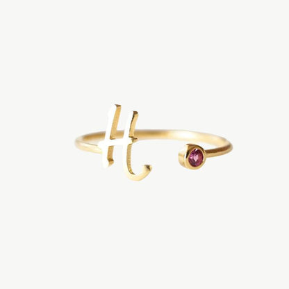 Birthstone & Initial Ring - Salt Lily