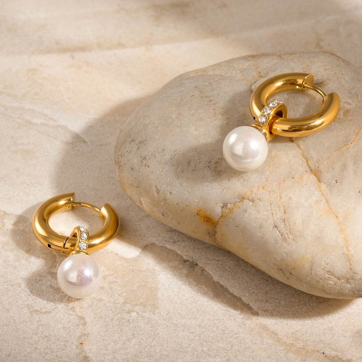 The Pearl & Diamond Hoop Earrings - Salt Lily