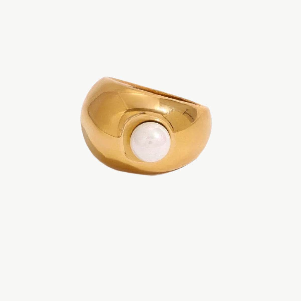 Pearl Inlay Gold Ring - Salt Lily