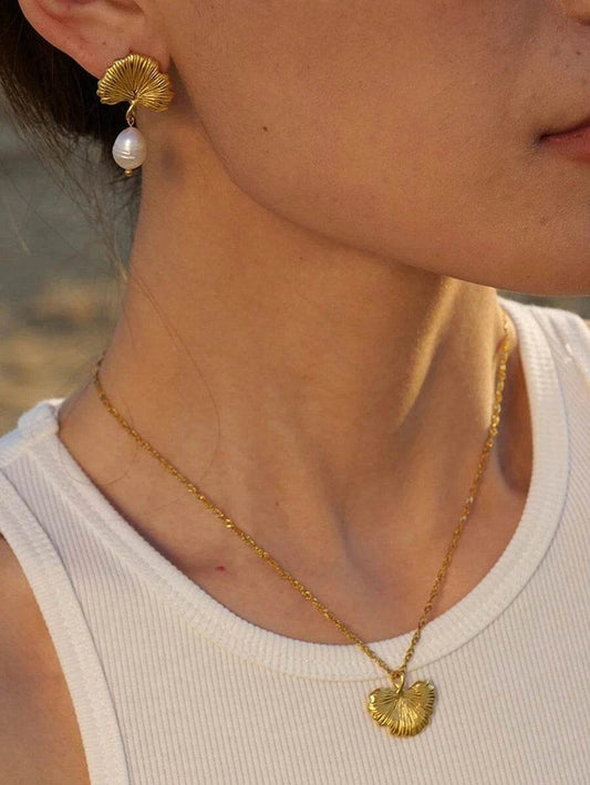Ginkgo Earrings & Necklace Set - Salt Lily