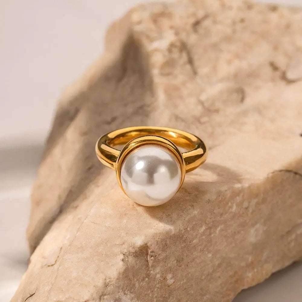 Gold Pearl Drop Ring - Salt Lily