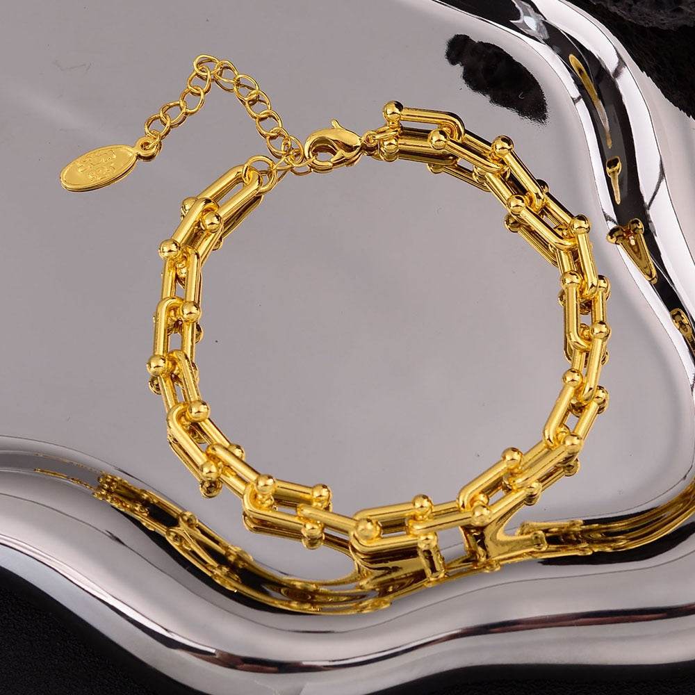 Horseshoe Chain Necklace & Bracelet Set - Salt Lily