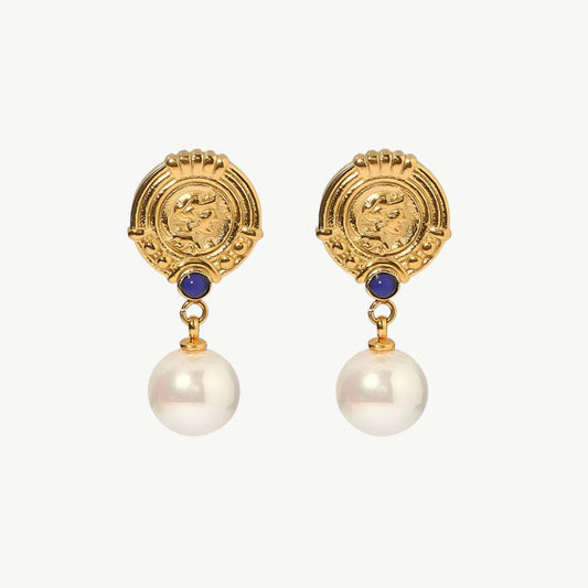 Retro Pearl & Gemstone Studs - Salt Lily