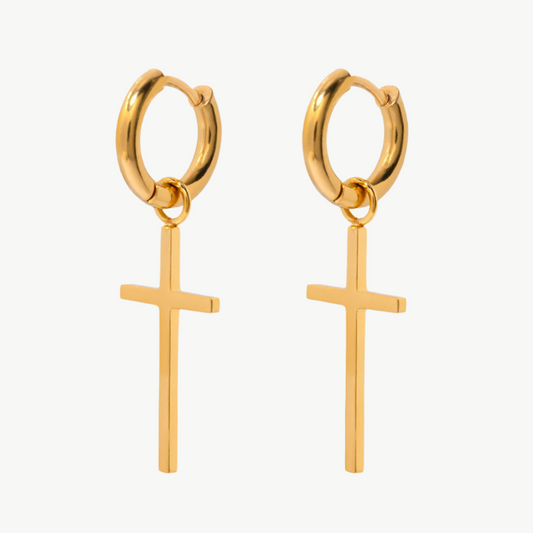Gold Cross Earrings