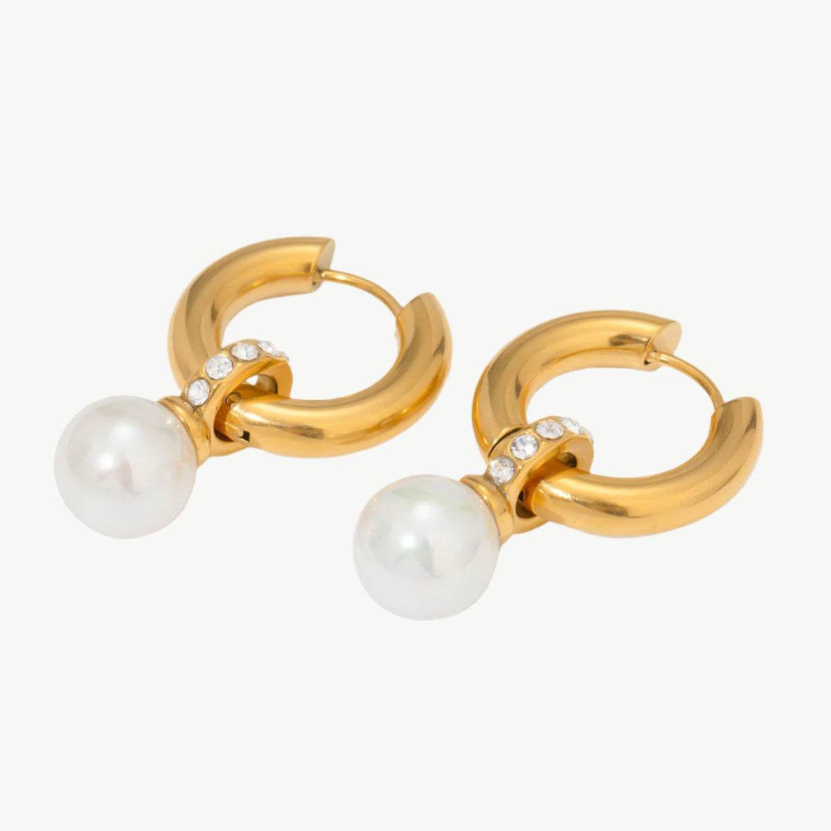 The Pearl & Diamond Hoop Earrings - Salt Lily