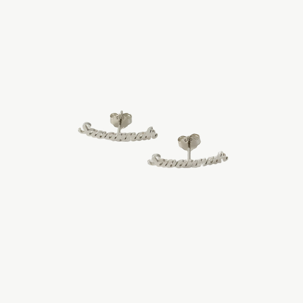 The Name Spark Earrings – Custom Engraved Studs - Salt Lily