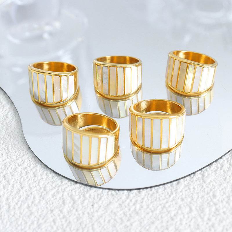 The Prism Band Ring – Mother of Pearl & Gold - Salt Lily