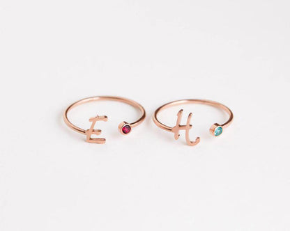 Birthstone & Initial Ring - Salt Lily