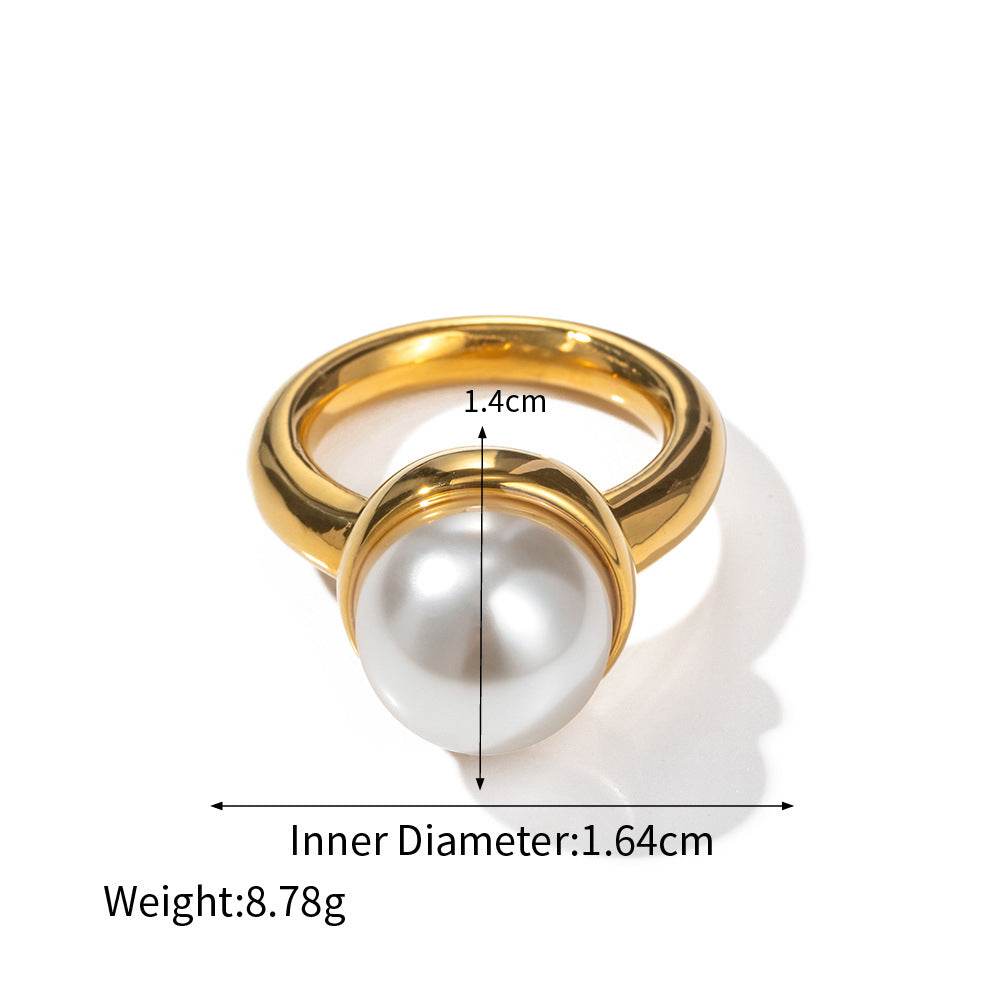 18K Gold Pearl Drop Ring - Salt Lily