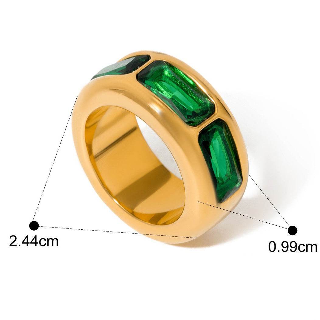 Trio Gem Wide Band Ring - Salt Lily