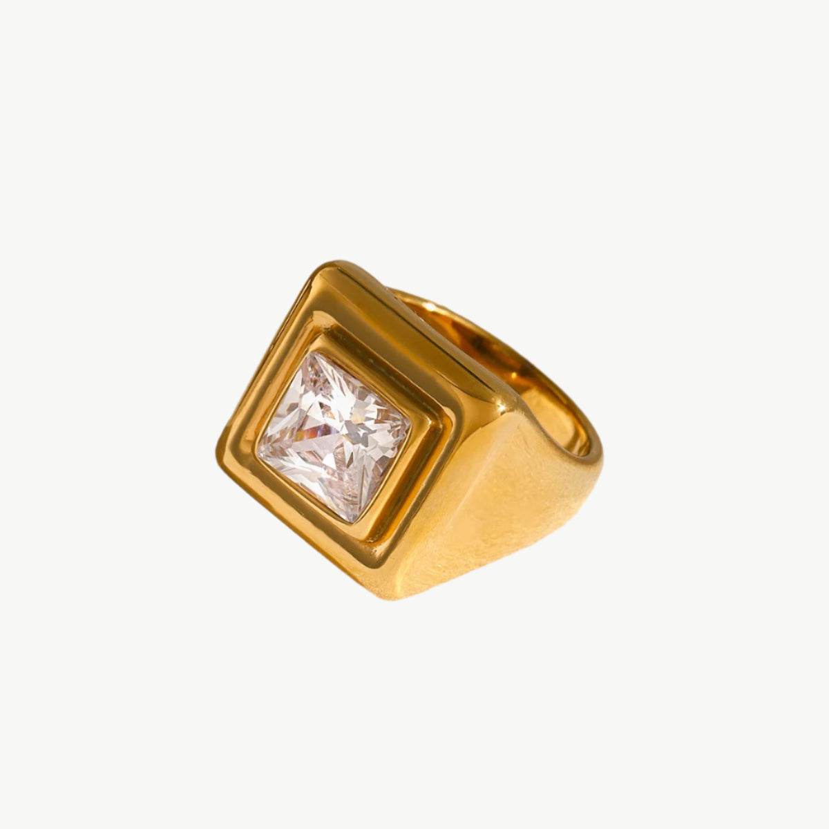 The Nova Ring – Square Gemstone in Gold - Salt Lily