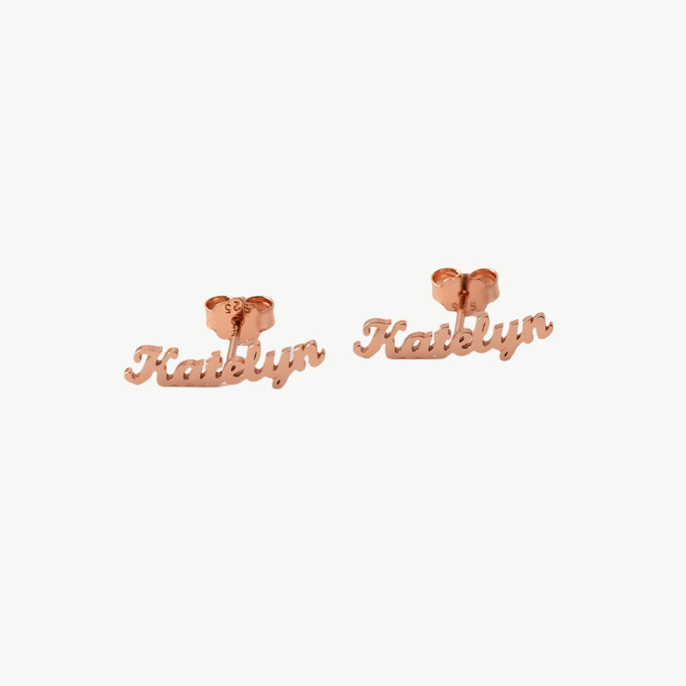 The Name Spark Earrings – Custom Engraved Studs - Salt Lily