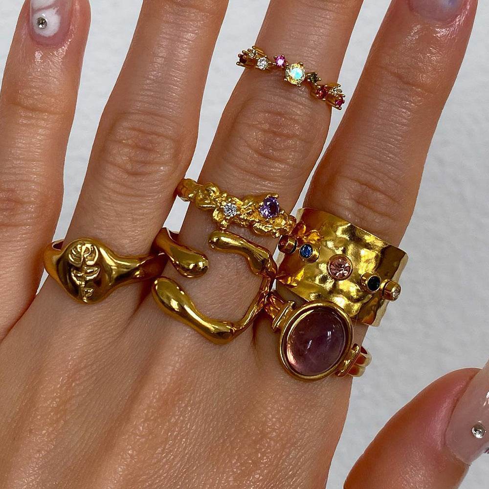 Nature Vine Stackable Adjustable Ring - Salt Lily