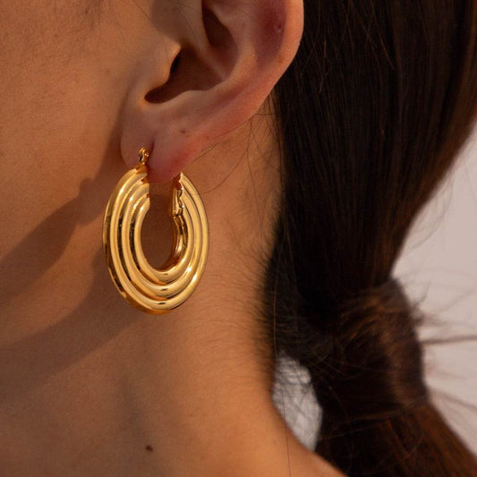 The Loop Stack Earrings – Minimal Gold Layers - Salt Lily