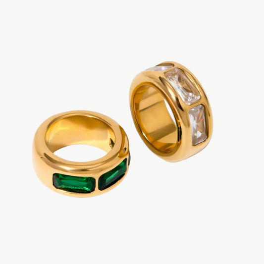 Trio Gem Wide Band Ring - Salt Lily