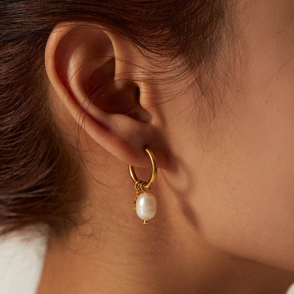 Natural Freshwater Pearl Star Pendant Earrings - Salt Lily