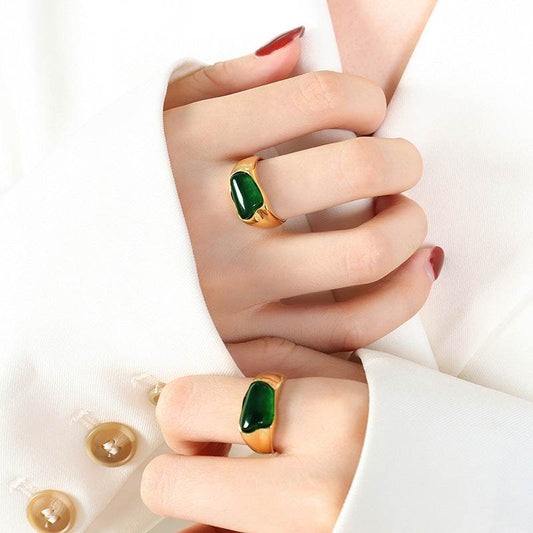 Emerald Wave Ring – 18K Gold Plated - Salt Lily