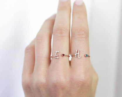 Birthstone & Initial Ring - Salt Lily