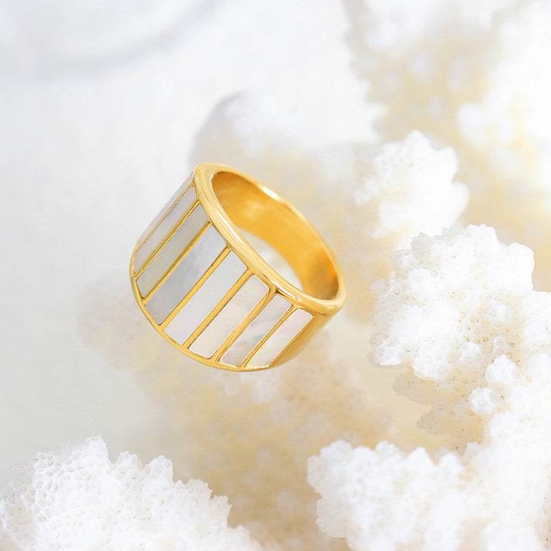 The Prism Band Ring – Mother of Pearl & Gold - Salt Lily