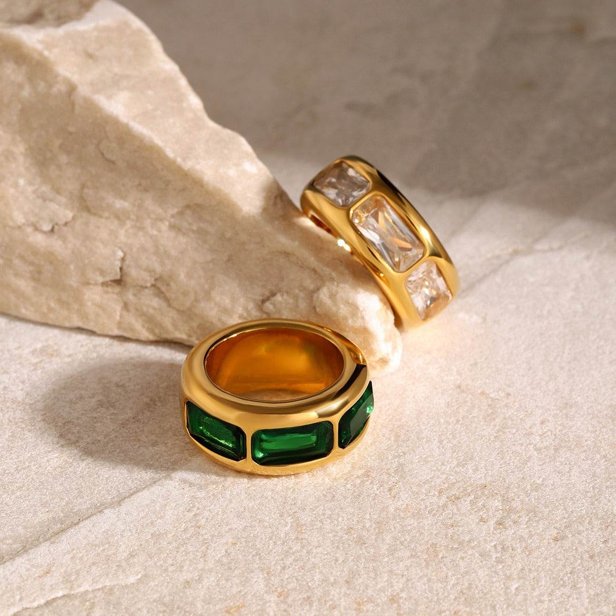 Trio Gem Wide Band Ring - Salt Lily