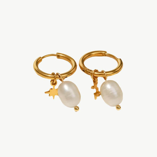 Natural Freshwater Pearl Star Pendant Earrings - Salt Lily