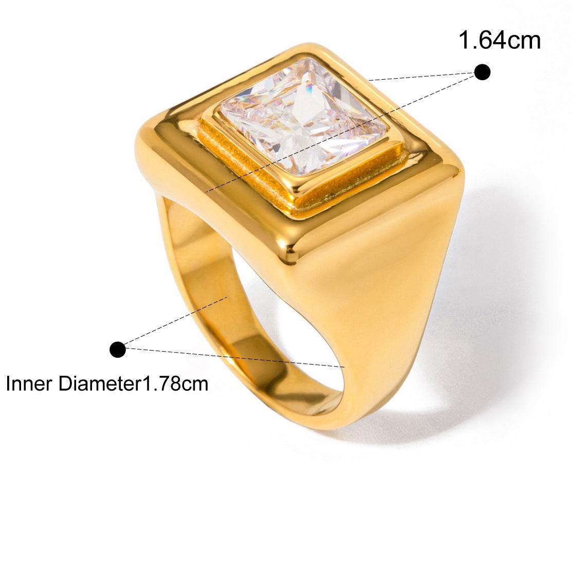 The Nova Ring – Square Gemstone in Gold - Salt Lily