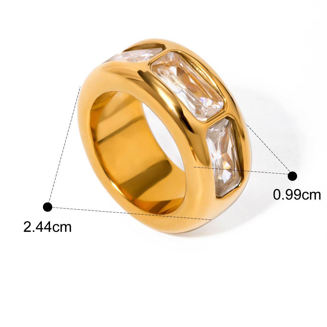 Trio Gem Wide Band Ring - Salt Lily