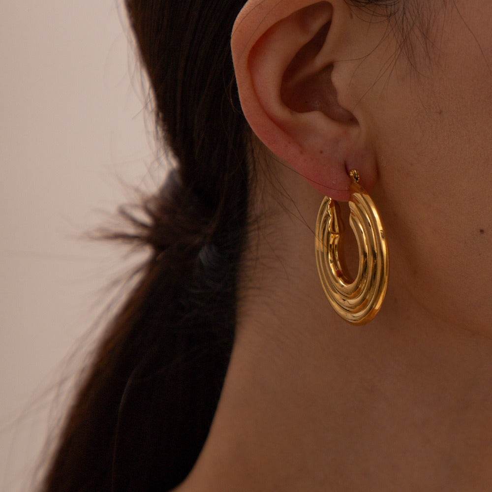 The Loop Stack Earrings – Minimal Gold Layers - Salt Lily